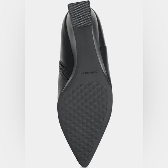 AEROSOLES Black Leather Inee Comfort Wedge Booties - Picture 4 of 7